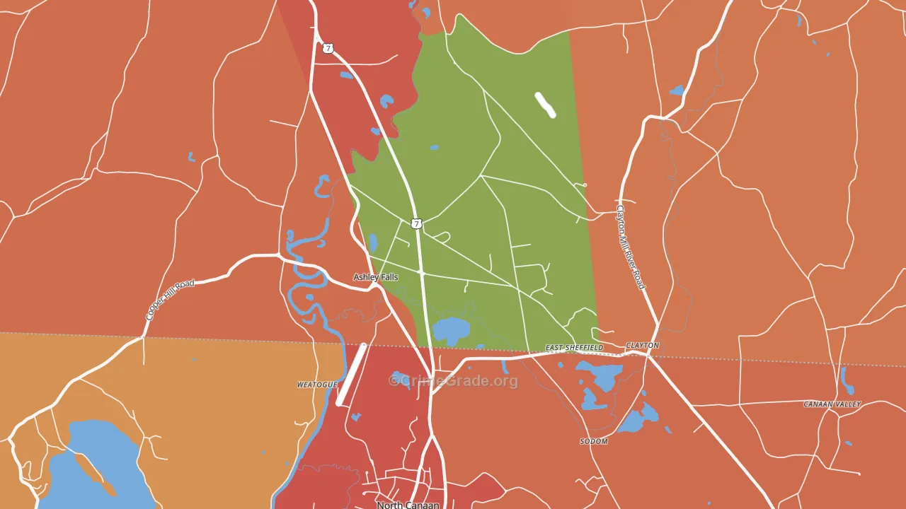 Ashley Falls, MA Map of Burglary Rates