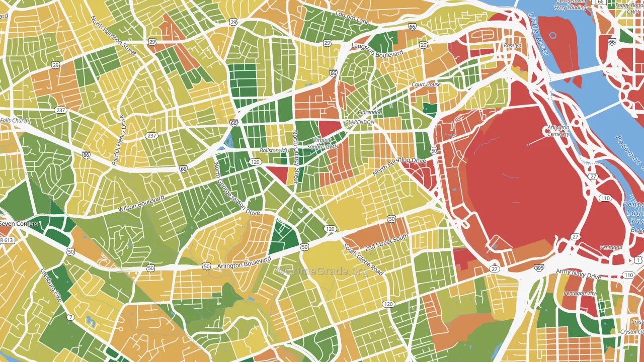 Ashton Heights, Arlington, VA Map of Burglary Rates