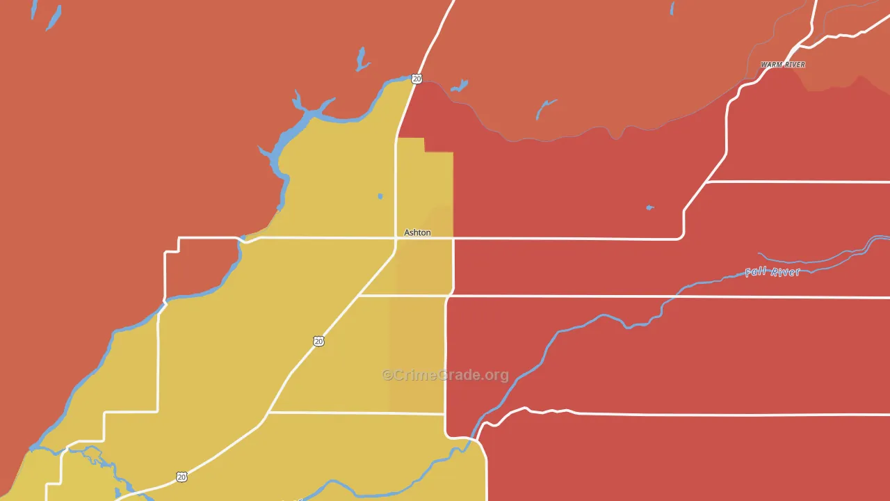 Ashton, ID Map of Burglary Rates