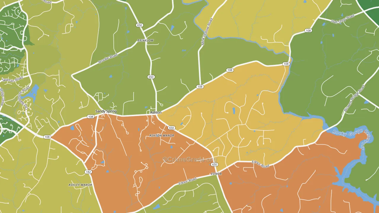 Ashton, MD Map of Burglary Rates