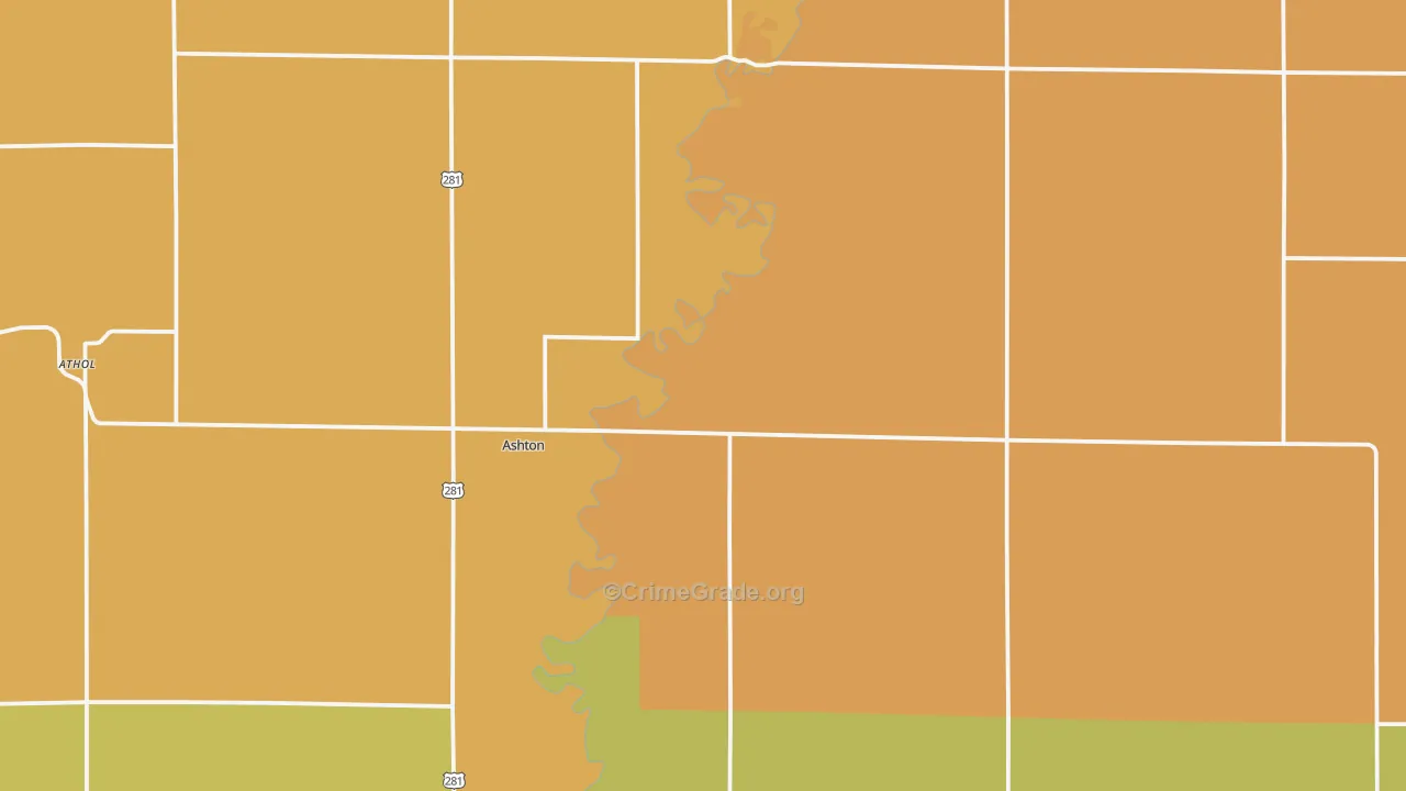 Ashton, SD Map of Burglary Rates