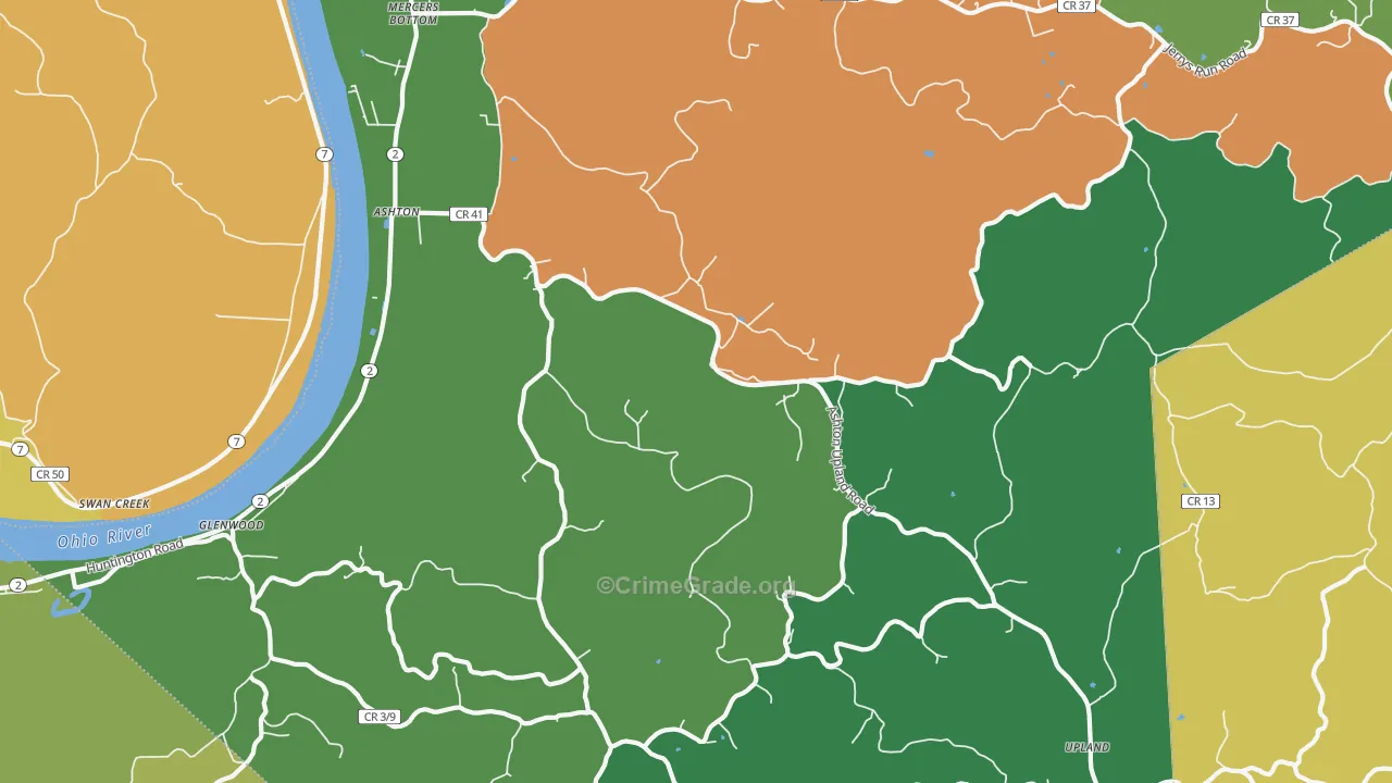 Ashton, WV Map of Burglary Rates