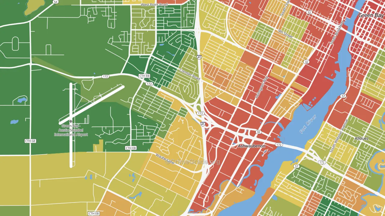 Ashwaubenon, WI Map of Burglary Rates