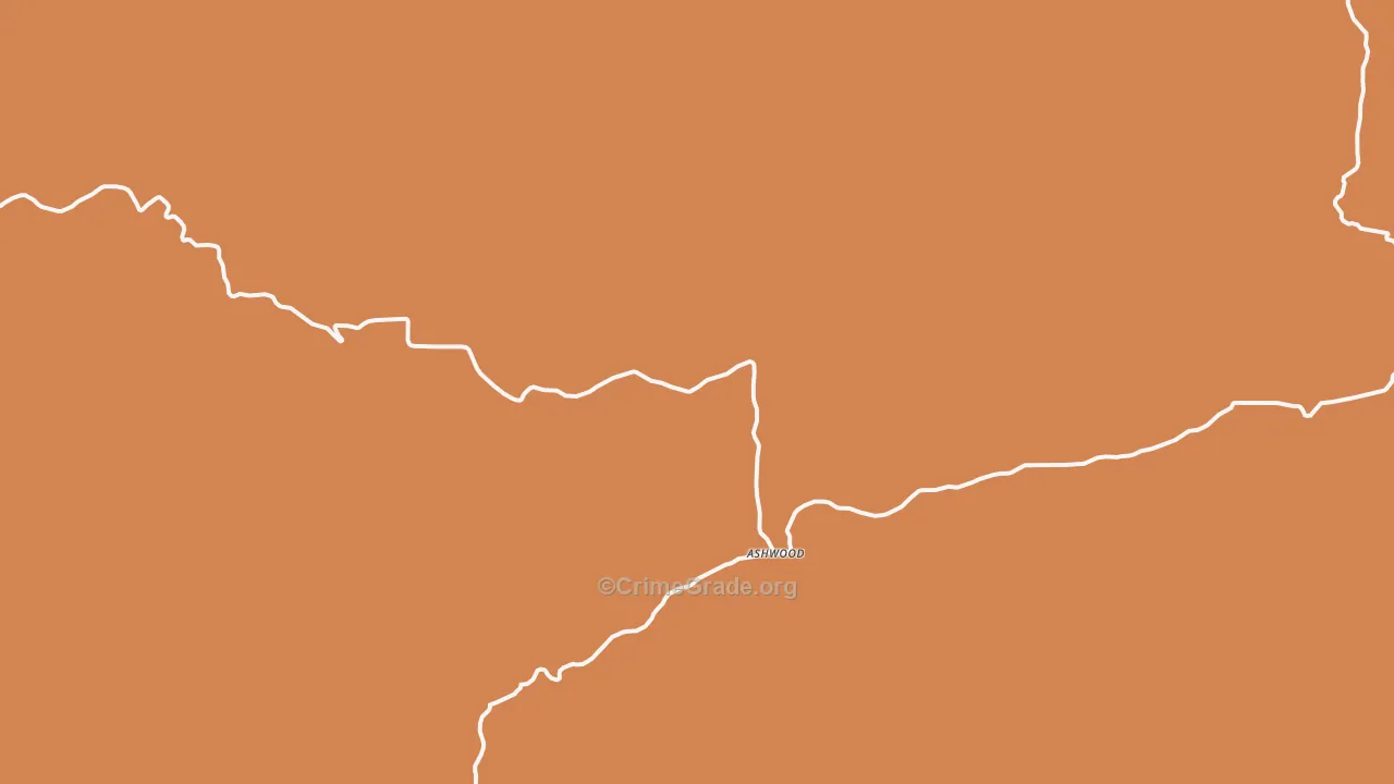 Ashwood, OR Map of Burglary Rates