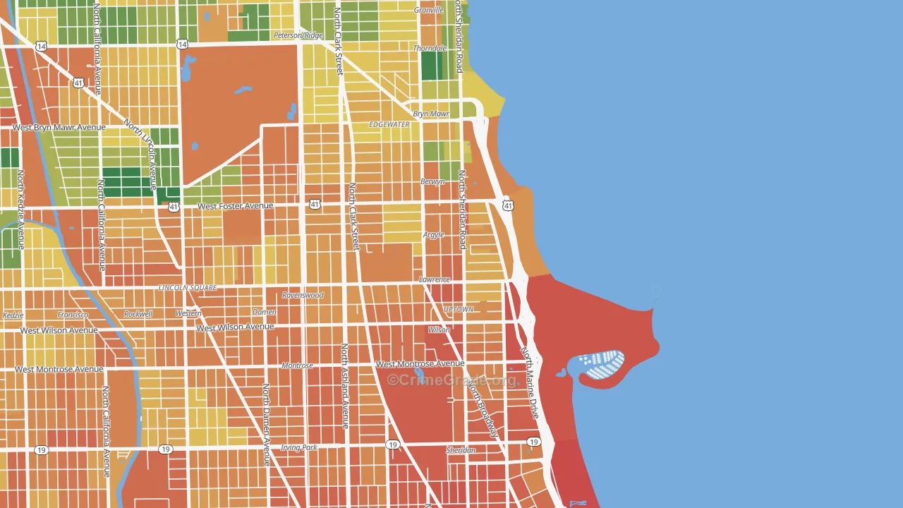 Asia on Argyle, Chicago, IL Map of Burglary Rates