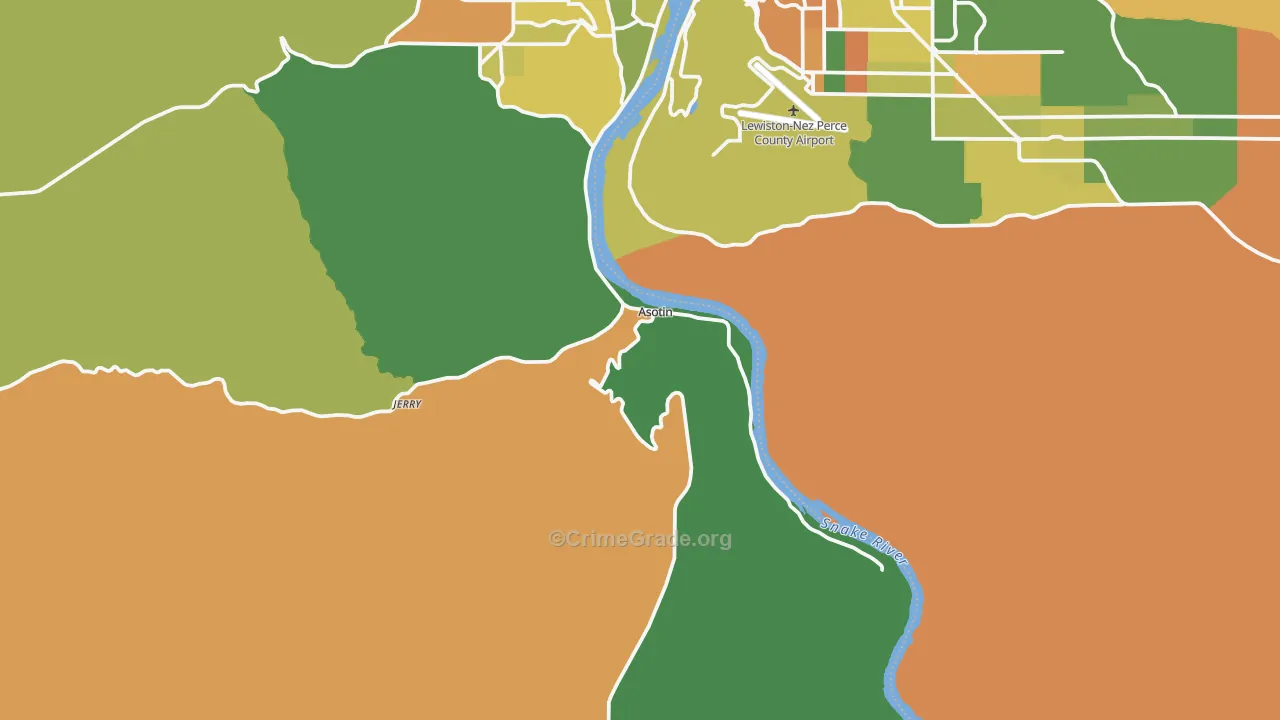 Asotin, WA Map of Burglary Rates
