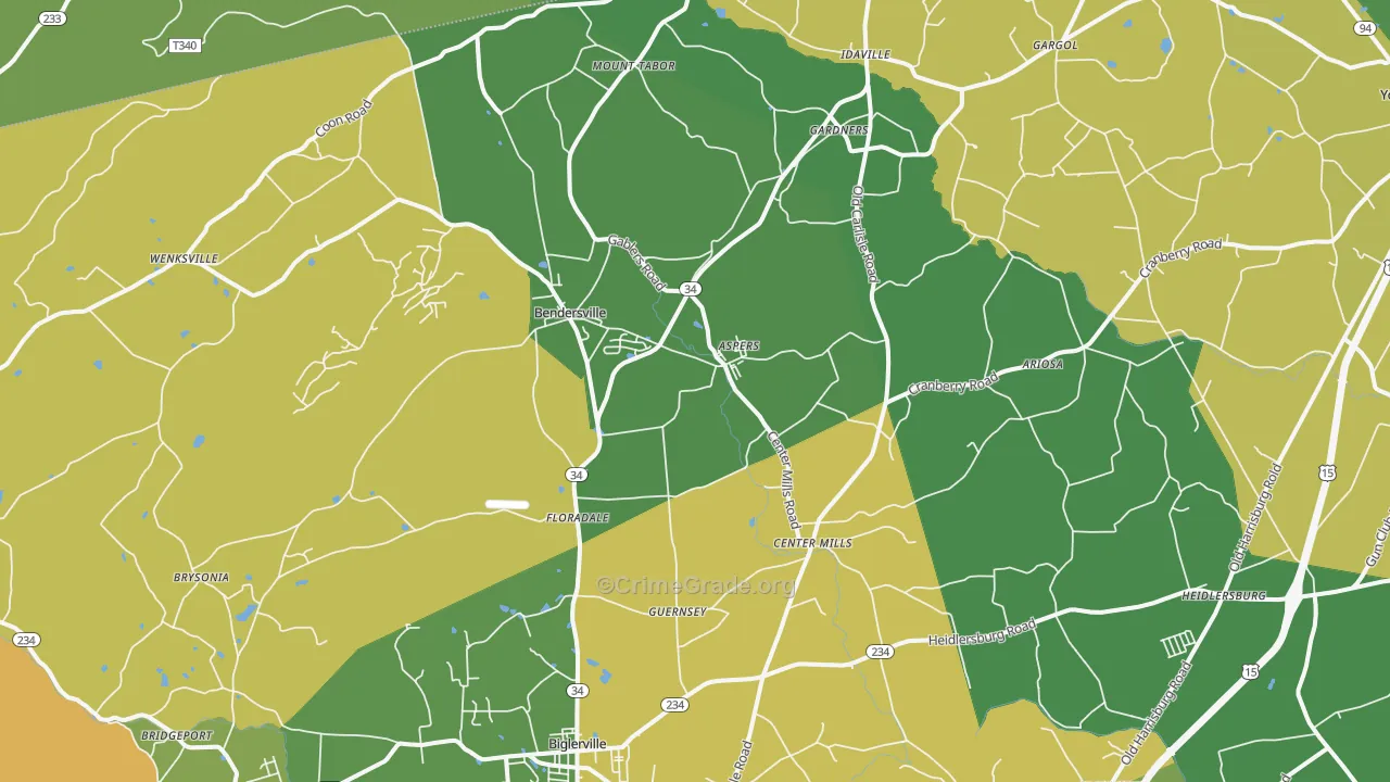 Aspers, PA Map of Burglary Rates