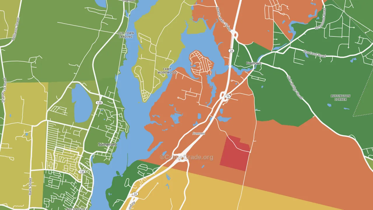 Assonet Bay Shores, MA Map of Burglary Rates
