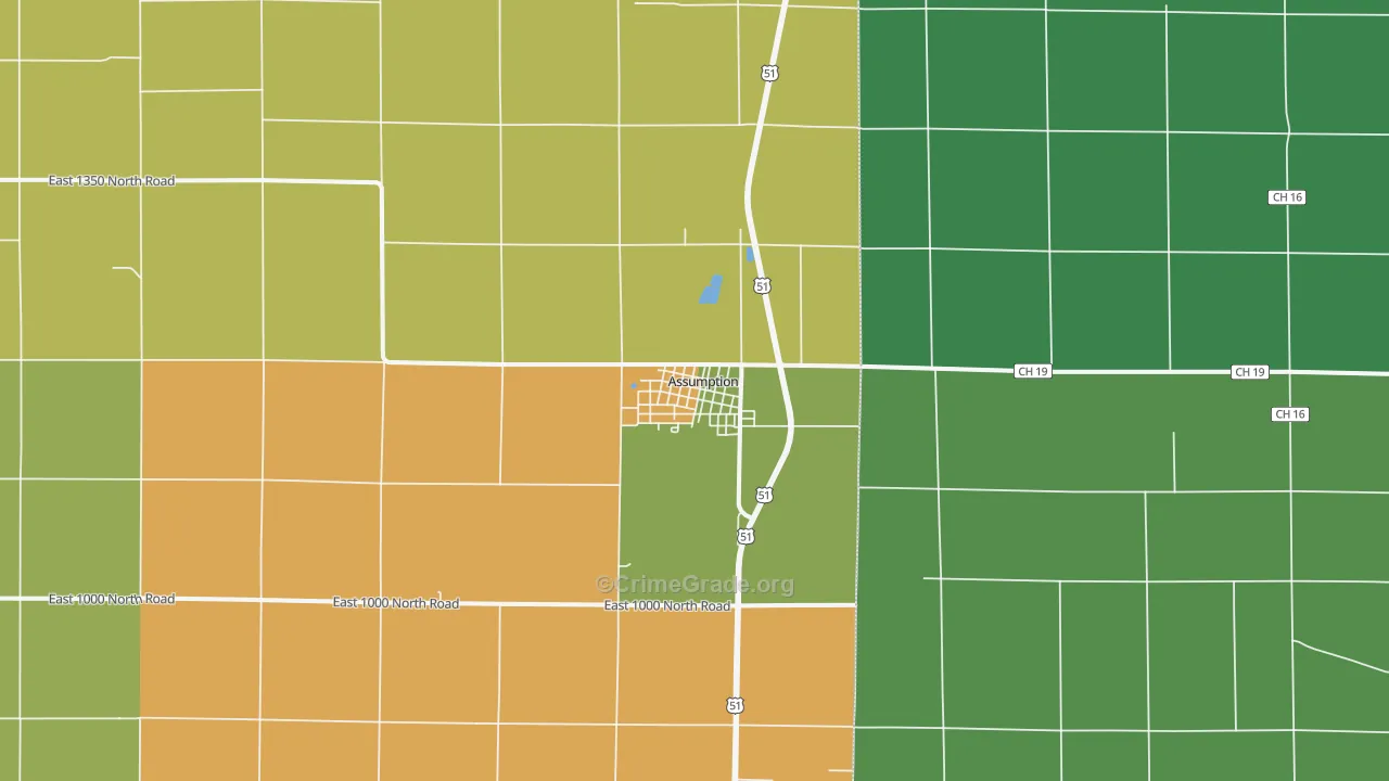 Assumption, IL Map of Burglary Rates
