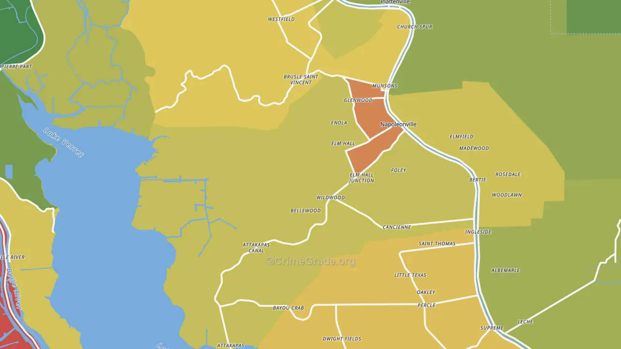Assumption Parish, LA Map of Burglary Rates