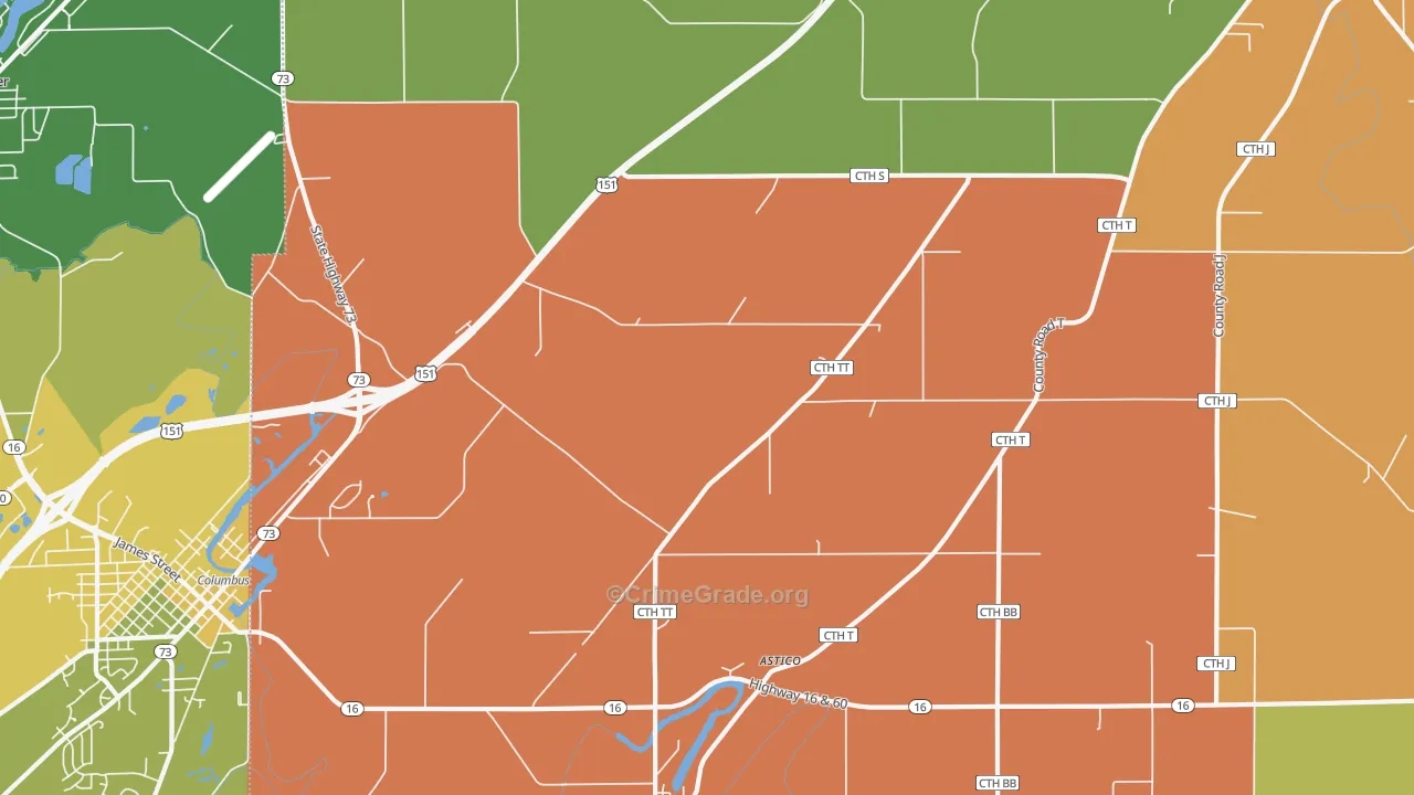 Astico, WI Map of Burglary Rates