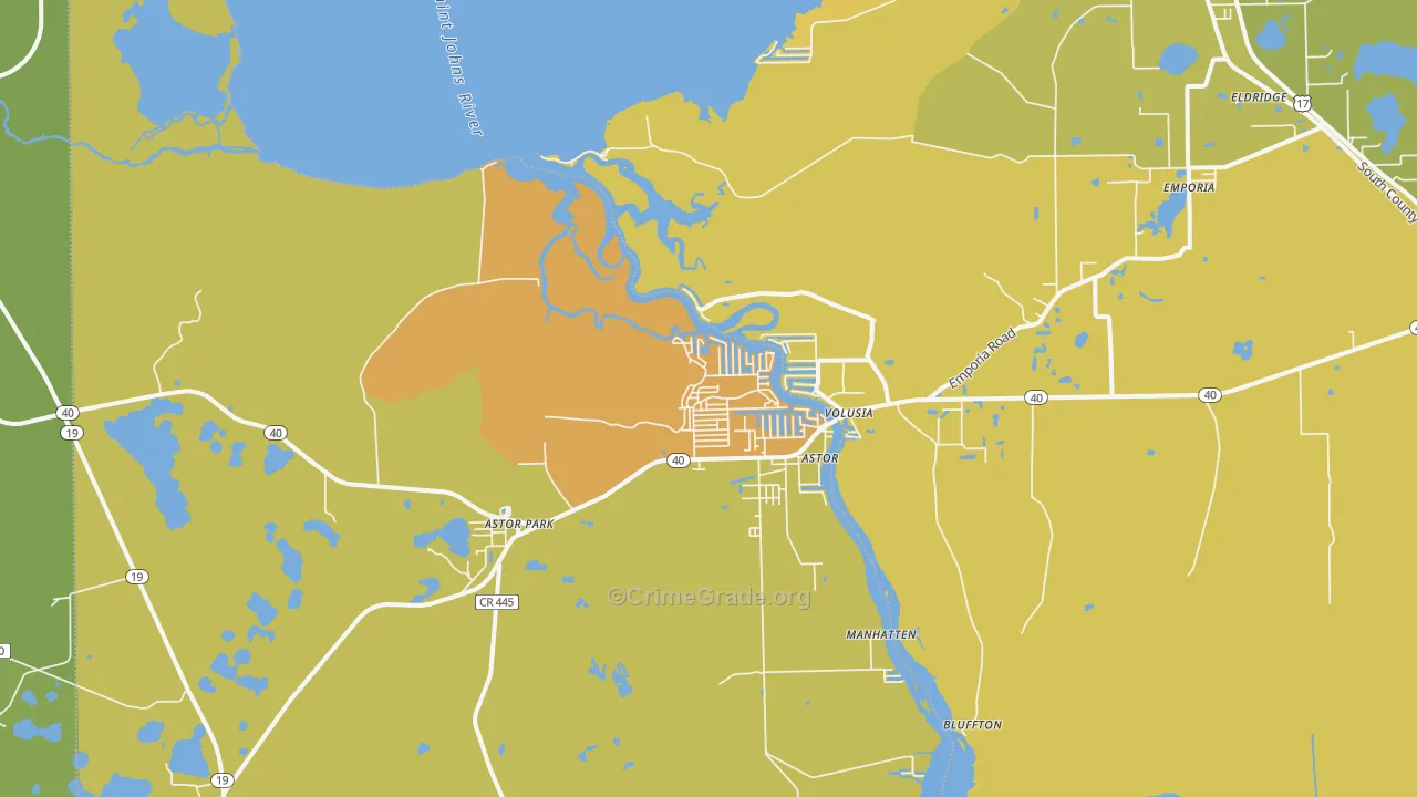 Astor, FL Map of Burglary Rates