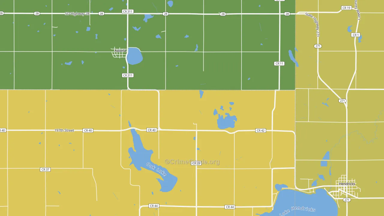 Astoria, SD Map of Burglary Rates
