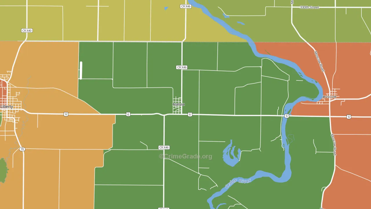 Atalissa, IA Map of Burglary Rates