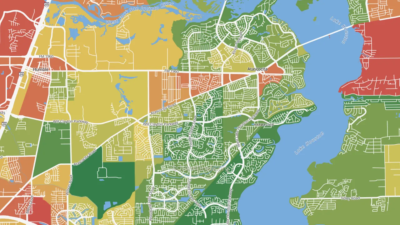 Atascocita, TX Map of Burglary Rates