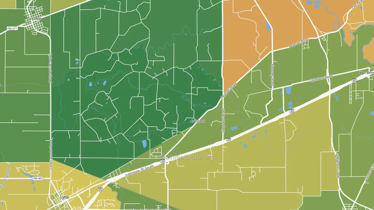 Atascosa, TX Map of Burglary Rates