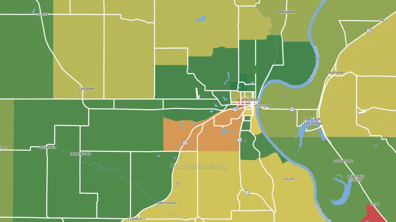 Atchison County, KS Map of Burglary Rates