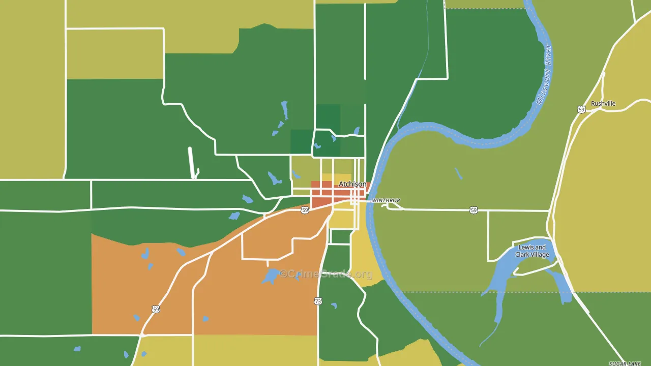 Atchison, KS Map of Burglary Rates