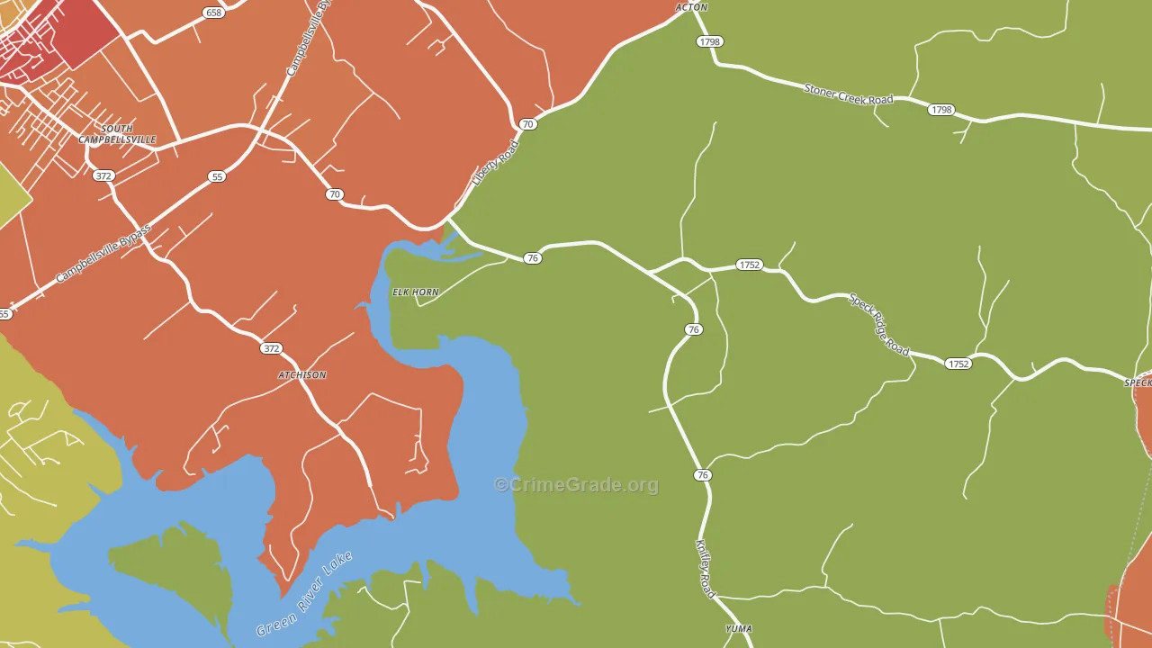 Atchison, KY Map of Burglary Rates
