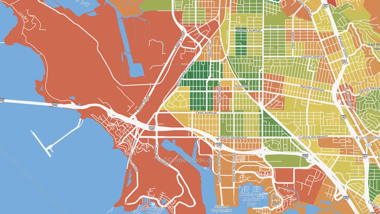 Atchison Woods, Richmond, CA Map of Burglary Rates