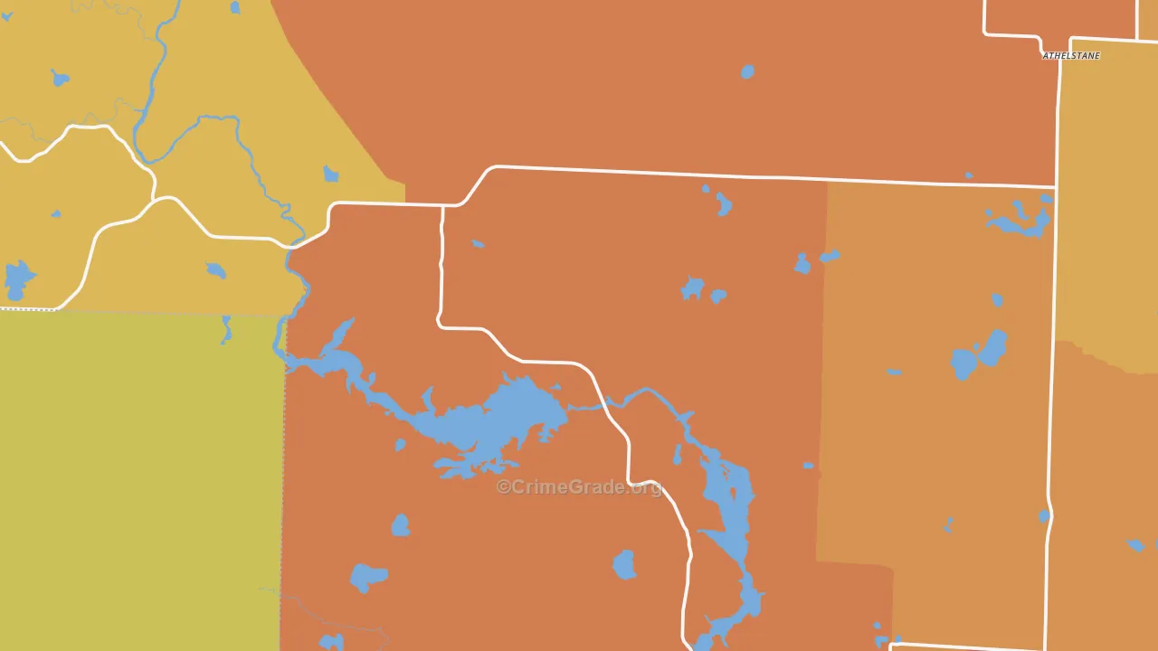 Athelstane, WI Map of Burglary Rates