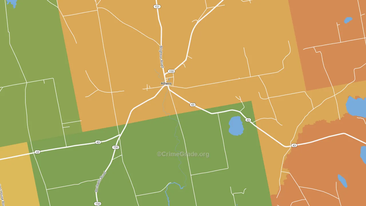 Athens, ME Map of Burglary Rates