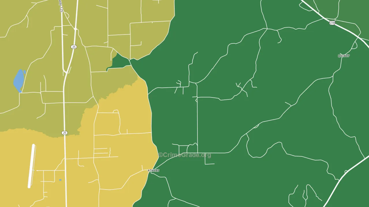 Athens, MS Map of Burglary Rates
