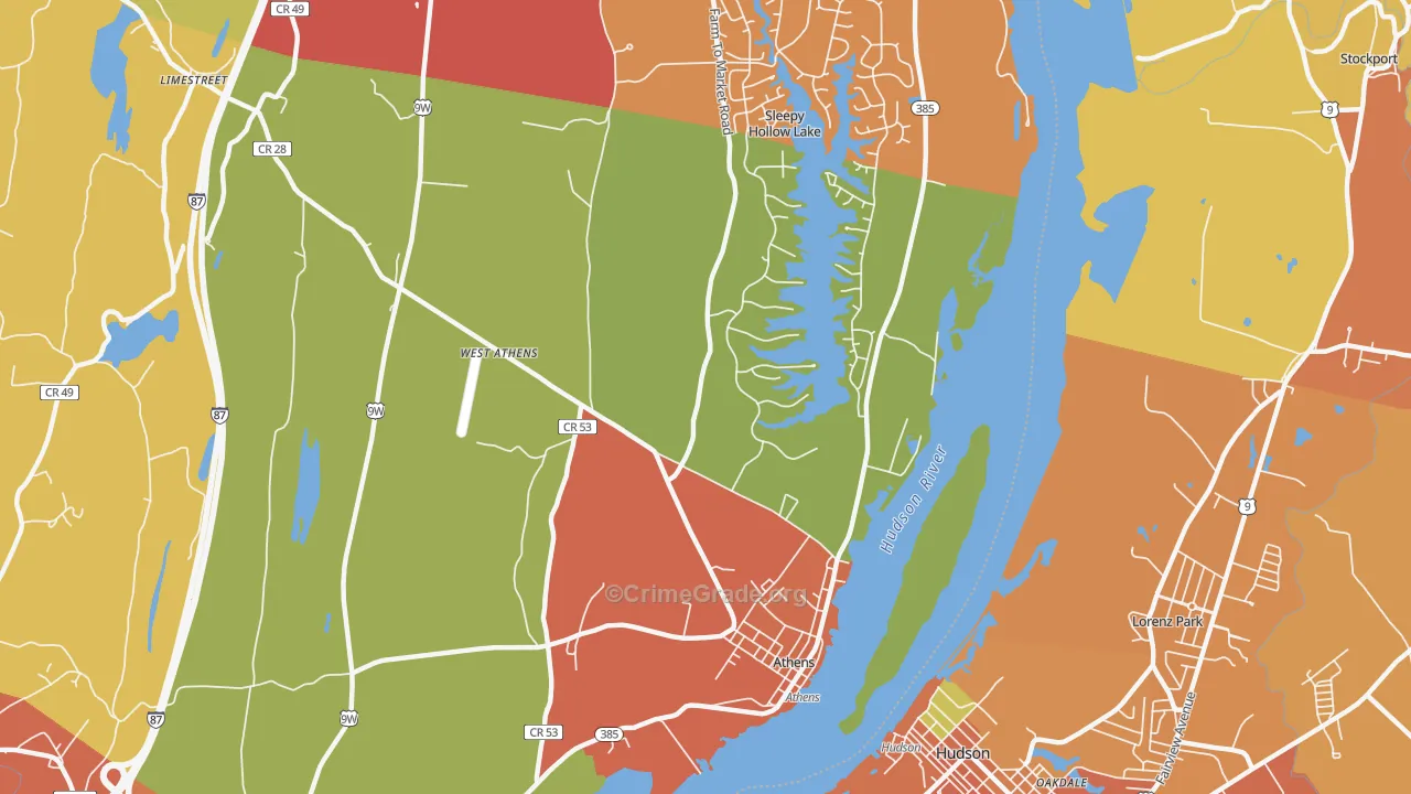 Athens, NY Map of Burglary Rates
