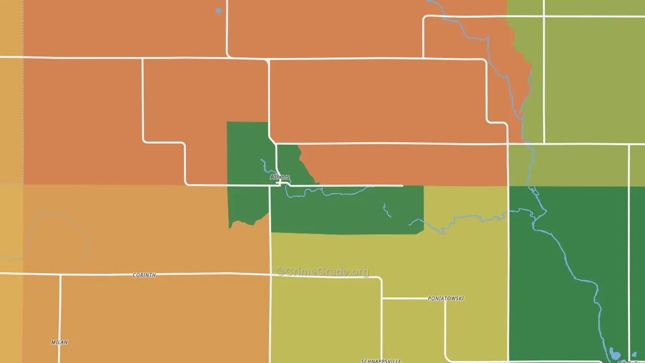 Athens, WI Map of Burglary Rates