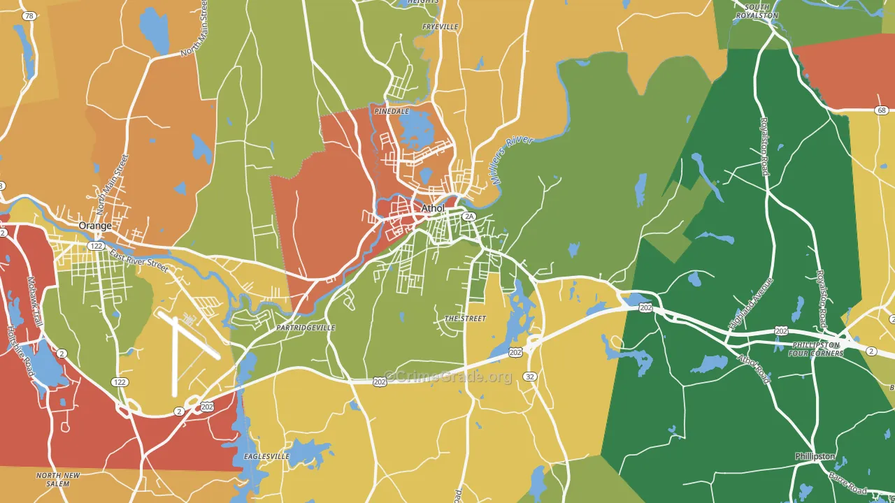 Athol, MA Map of Burglary Rates
