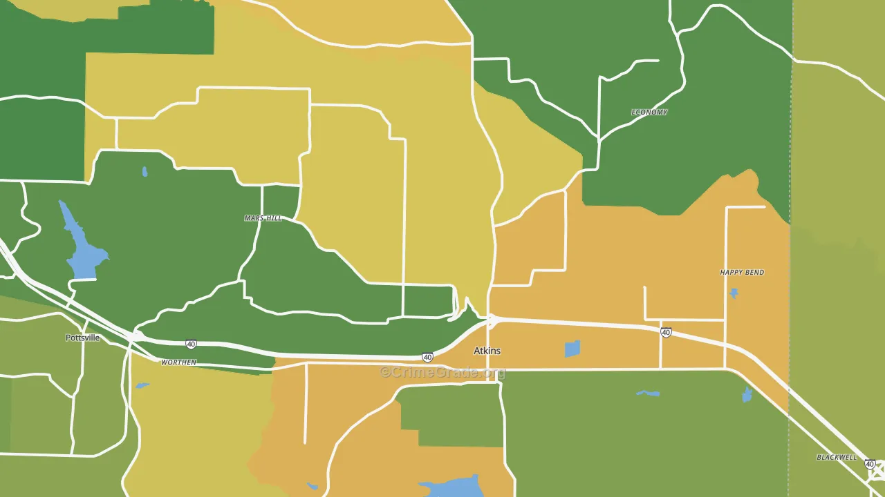 Atkins, AR Map of Burglary Rates