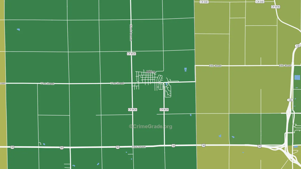 Atkins, IA Map of Burglary Rates