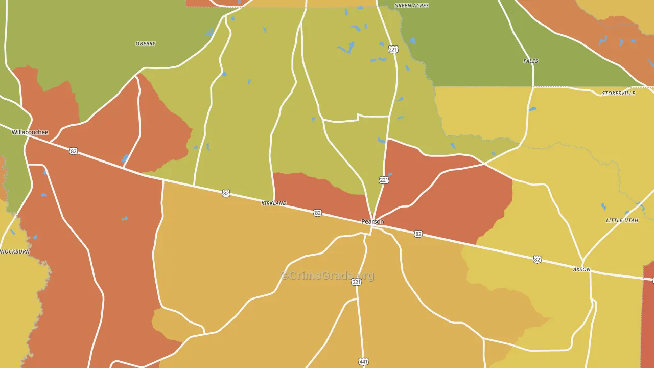 Atkinson County, GA Map of Burglary Rates