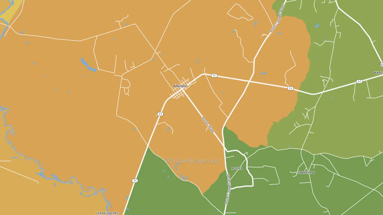 Atkinson, NC Map of Burglary Rates