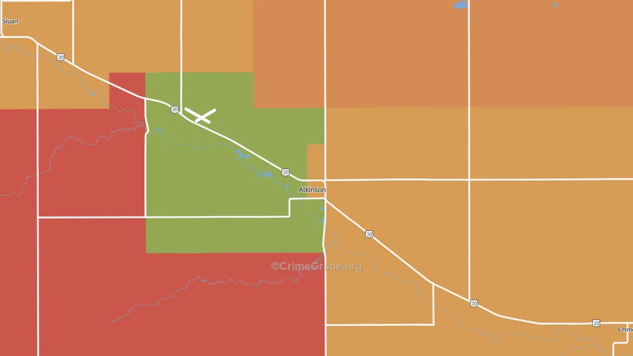 Atkinson, NE Map of Burglary Rates