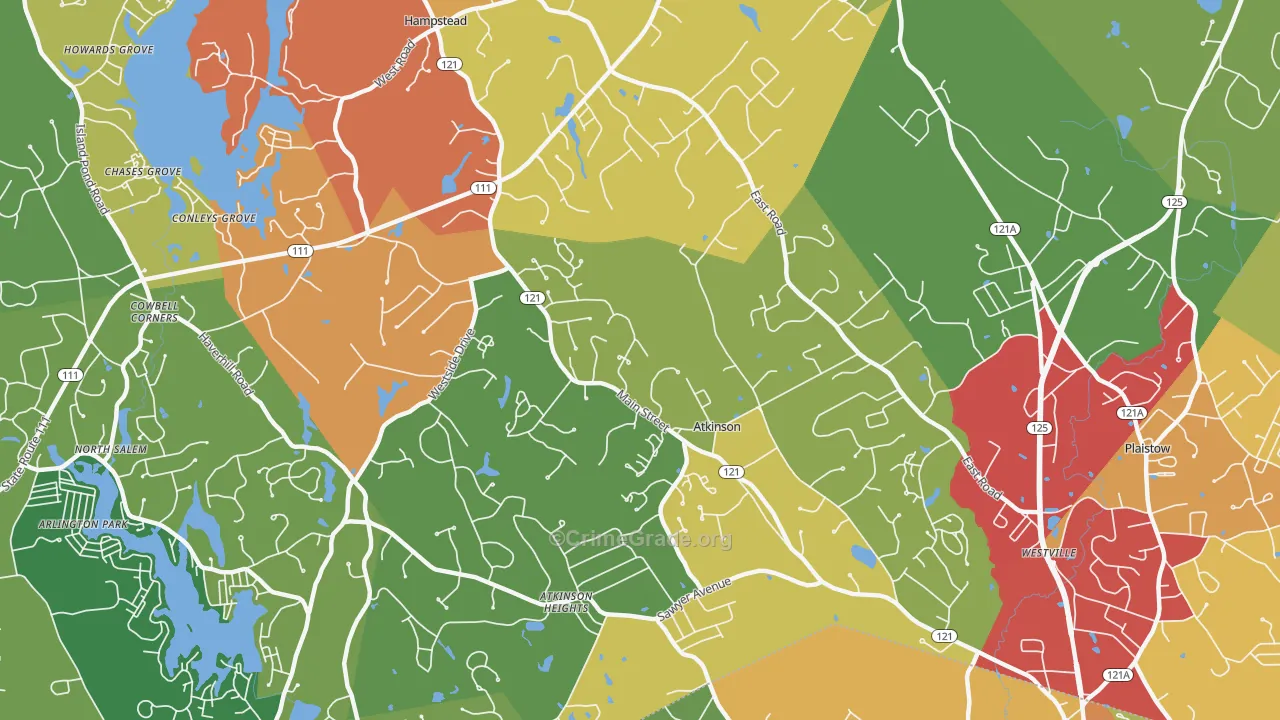 Atkinson, NH Map of Burglary Rates