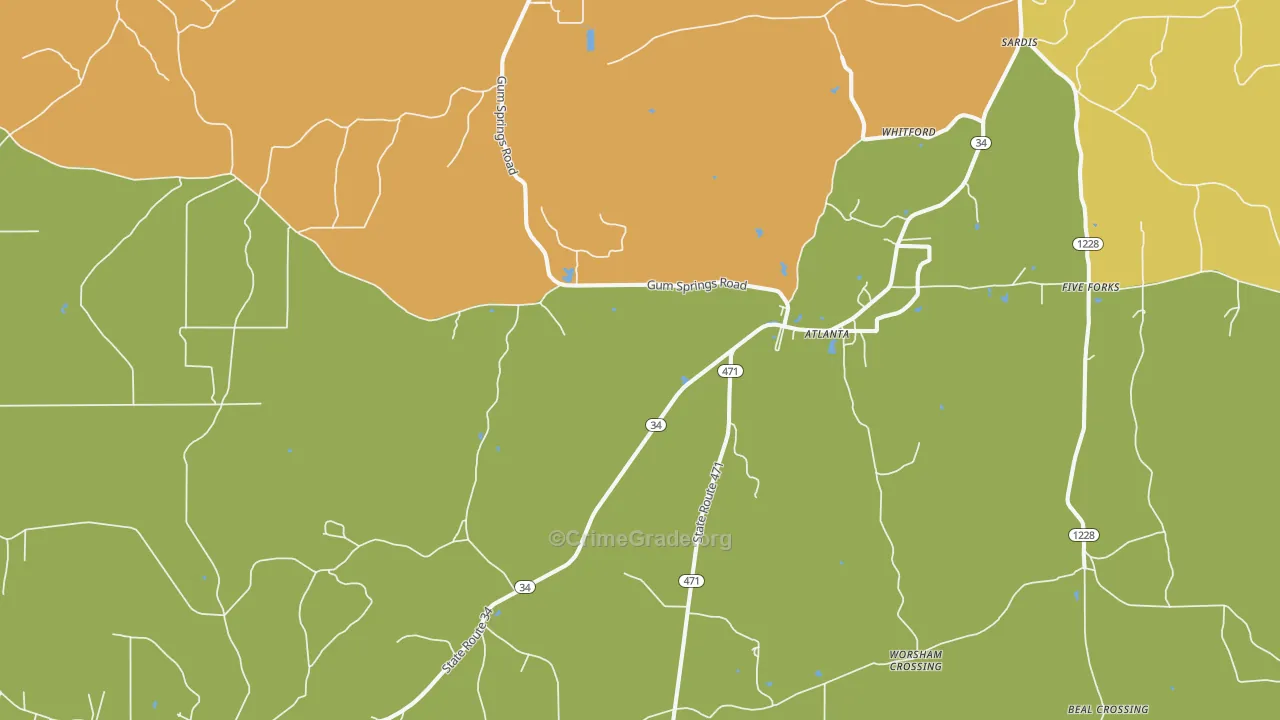 Atlanta, LA Map of Burglary Rates