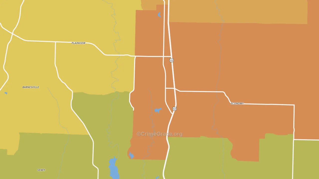 Atlanta, MO Map of Burglary Rates