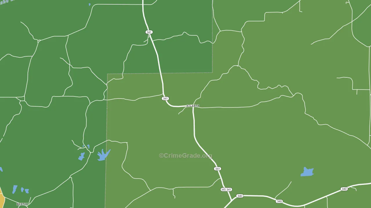 Atlanta, MS Map of Burglary Rates