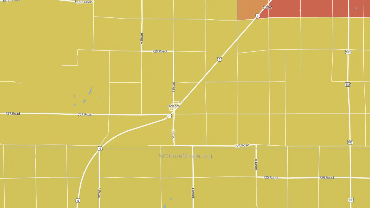 Atlanta, NE Map of Burglary Rates