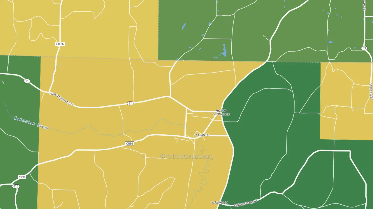 Atlanta, NY Map of Burglary Rates