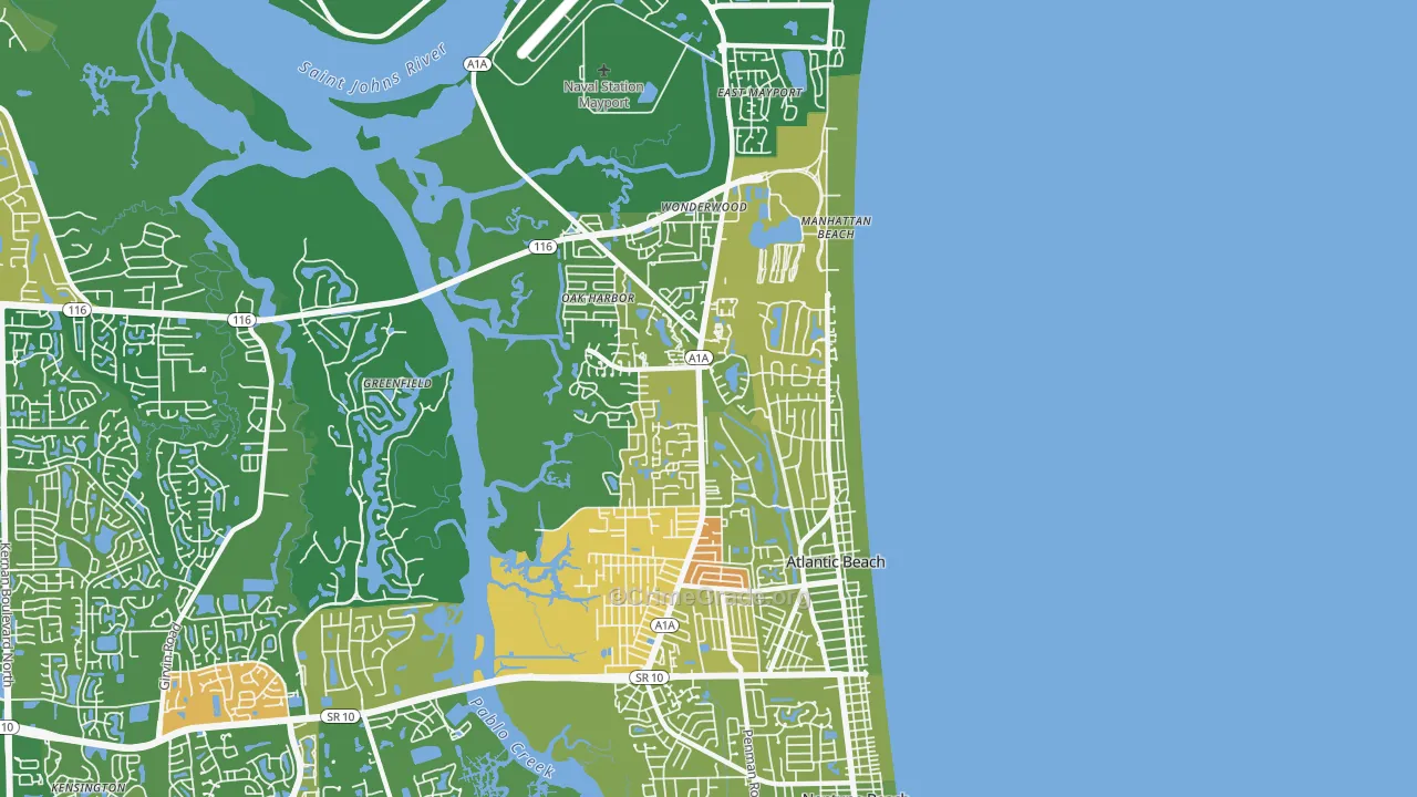Atlantic Beach, FL Map of Burglary Rates