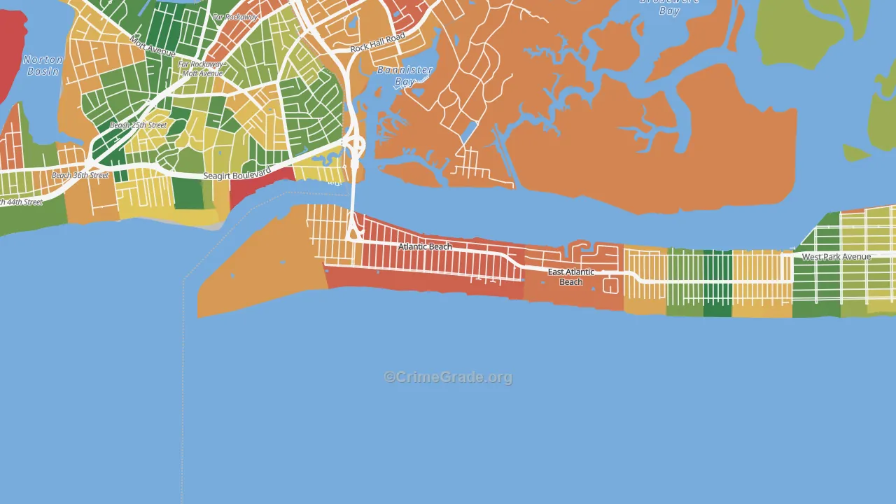 Atlantic Beach, NY Map of Burglary Rates