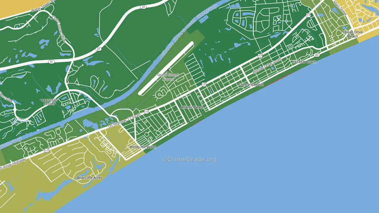 Atlantic Beach, SC Map of Burglary Rates