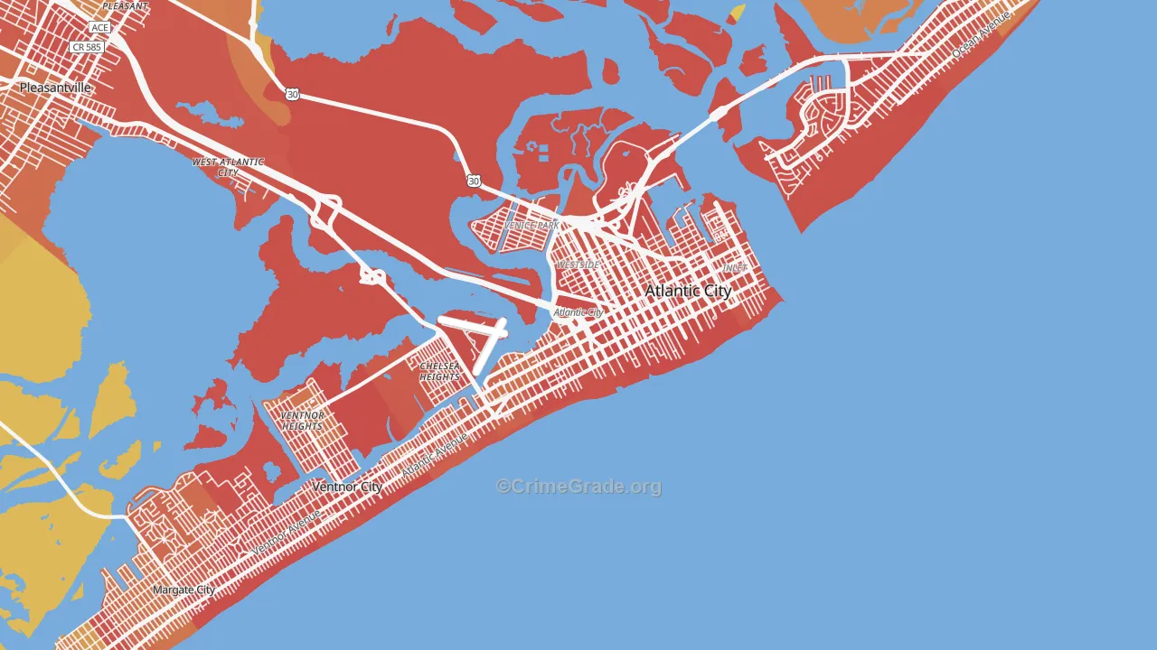 Atlantic City, NJ Map of Burglary Rates