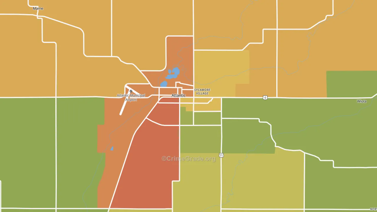 Atlantic, IA Map of Burglary Rates