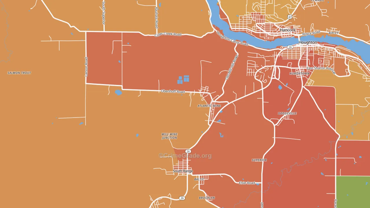 Atlantic Mine, MI Map of Burglary Rates