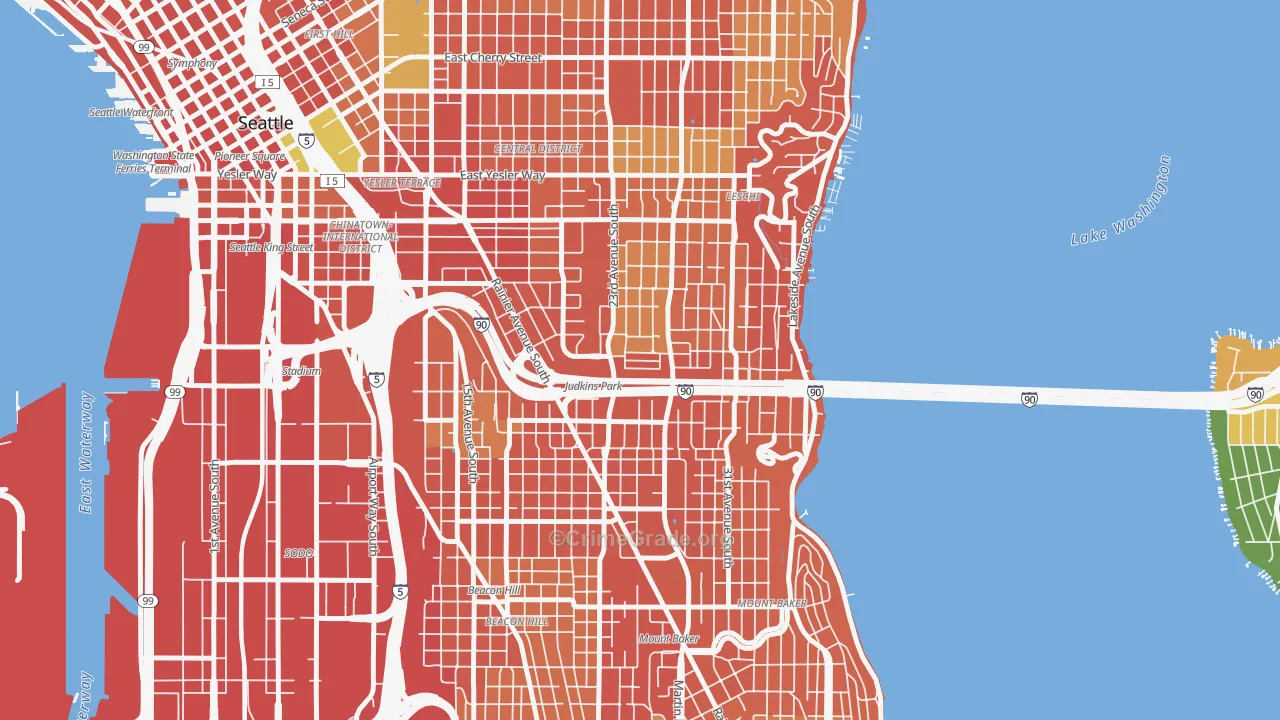 Atlantic, Seattle, WA Map of Burglary Rates