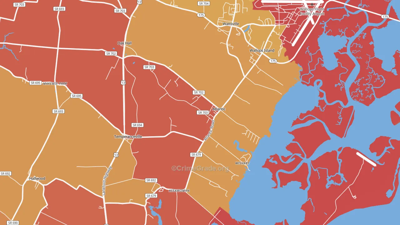 Atlantic, VA Map of Burglary Rates