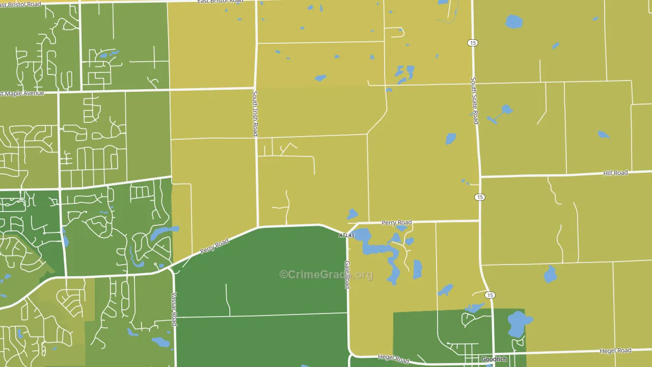 Atlas, MI Map of Burglary Rates